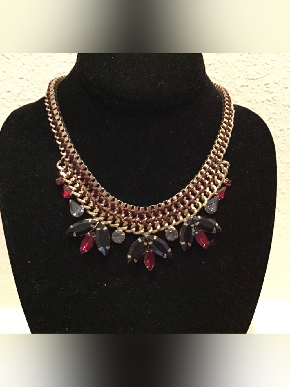 14th and Union Statement Red and Black Crystal Bib Necklace